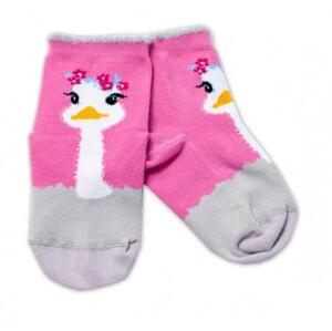 Baby Nellys Bavlněné ponožky Pštros - tmavě růžové 92-98 (18-36m)