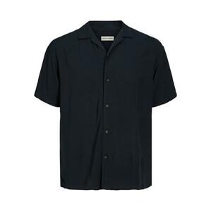 Jack&Jones PLUS Pánská košile JJEMULTI Relaxed Fit 12224615 Black XXL