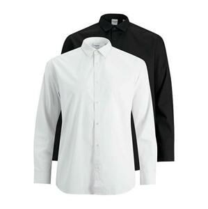 Jack&Jones PLUS 2 PACK - pánská košile JJJOE Slim Fit 12195941 Black/PACK WHIT 3XL, XXXL