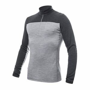SENSOR MERINO BOLD pánské triko dl.rukáv zip cool gray/anthracite Velikost: XL