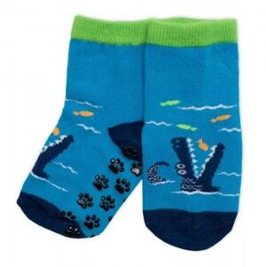 Dětské ponožky s ABS Krokodýl - modré 27-30