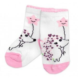 Dětské bavlněné ponožky Ježek - bílé 15-18
