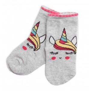 Dětské bavlněné ponožky Jednorožec - šedé 15-18