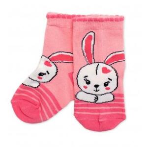 Dětské bavlněné ponožky Králiček - růžové 19-22