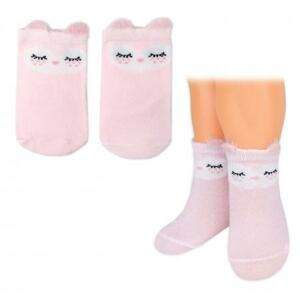 Dívčí bavlněné ponožky Smajlík 3D - růžové - 1 pár 56-68 (0-6 m)