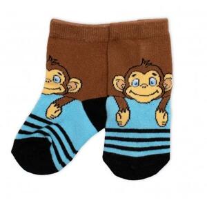 Dětské bavlněné ponožky Monkey - hnědé/modré 15-18