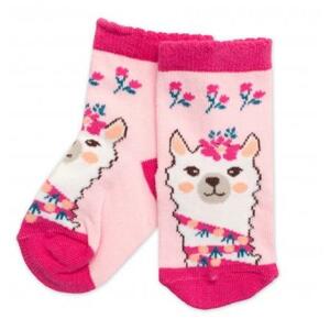 Dětské bavlněné ponožky Lama - růžové 19-22