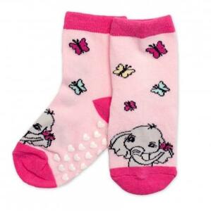Dětské ponožky s ABS Slůně - růžové 19-22
