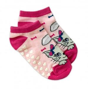 Dětské ponožky s ABS Kočka - sv. růžové 31-34