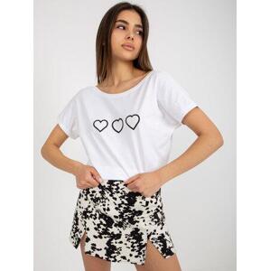 Fashionhunters Černobílé dámské tričko s potiskem Amor RUE PARIS.Velikost: XL