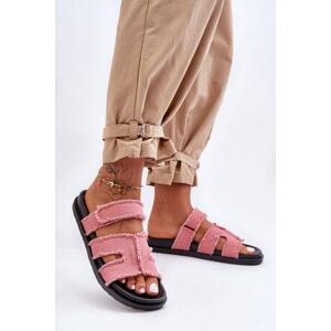 Kesi Dámské materiálové sandály na zip Růžové Lamirose 38, Růžová