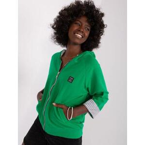 Fashionhunters Zelená dámská mikina na zip s 3/4 rukávem.Velikost: JEDNA VELIKOST