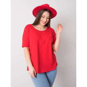 Fashionhunters Dámské červené bavlněné tričko větší velikosti XL
