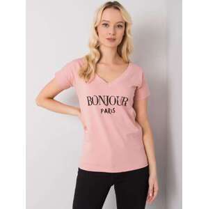 Fashionhunters Světle růžové dámské tričko s potiskem ONE SIZE, JEDNA, VELIKOST