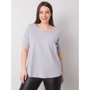 Fashionhunters Světle šedé bavlněné tričko pro ženy v oversize, XL