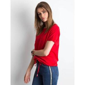 Fashionhunters Dámské červené bavlněné tričko. XS