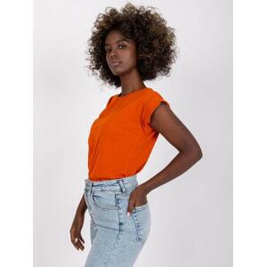 Fashionhunters Tmavě oranžové jednobarevné dámské tričko XL