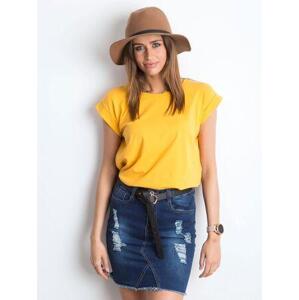 Fashionhunters Rovné dámské tričko, světle oranžové S