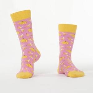 FASARDI Dámské růžové ponožky s banány 36/40, Růžová,