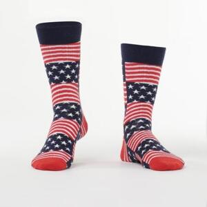 FASARDI Námořnicky modré a červené pánské ponožky America 40/45, námořnická, modrá