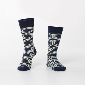 FASARDI Námořnické modré pánské ponožky se vzory 40/45, námořnická, modrá