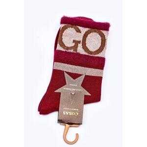 Kesi Dámské Bavlněné Ponožky GO-GO S Kožešinou COSAS Burgundské 35-38, Červená