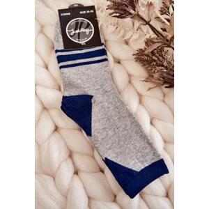 Kesi Dámské dvoubarevné ponožky s pruhy šedo-námořnickými 36-38, Odstíny, šedé, a, stříbrné, ||, Odstíny, tmavě, modré
