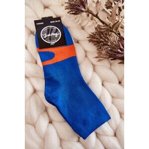 Kesi Dámské bavlněné ponožky oranžove vzor modre 36-38, Odstíny, tmavě, modré