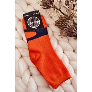 Kesi Dámské bavlněné ponožky Námořnický vzor oranžove 36-38, Oranžová