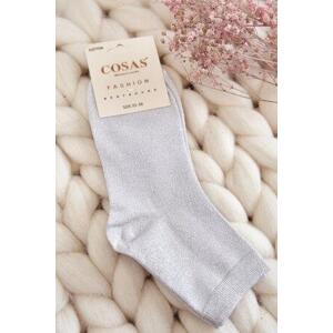 Kesi Dámské bavlněné ponožky s lesklou nití Cosas Bíle 39-42, Bílá