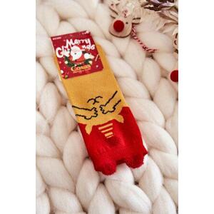 Kesi Dětské vánoční ponožky medvěd Cosas červeno-žlutý 4-8 lat, Odstíny, žluté, a, zlaté, ||, Odstíny, červené