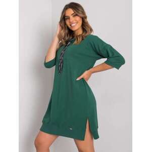 Fashionhunters Tmavě zelené ležérní šaty Earnestine Velikost: S / M