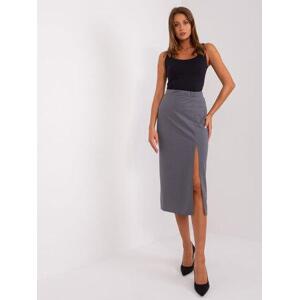 Fashionhunters Tmavě šedá elegantní trapézová sukně Velikost: L/XL