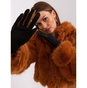 Fashionhunters Černé elegantní rukavice s pleteným páskem.Velikost: S/M