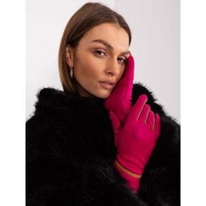 Fashionhunters Fuchsiové dotykové rukavice s ozdobným páskem Velikost: S/M