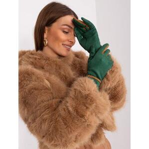 Fashionhunters Tmavě zelené elegantní dámské rukavice Velikost: S/M