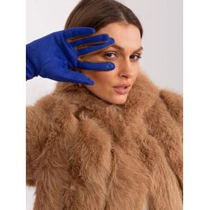 Fashionhunters Kobaltově modré dotykové rukavice s ozdobným páskem Velikost: S/M