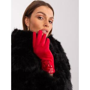 Fashionhunters Červené rukavice s vložkami z ekokůže Velikost: S/M