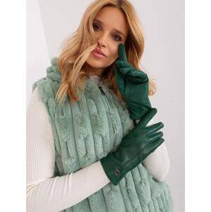 Fashionhunters Tmavě zelené zateplené dámské rukavice Velikost: S/M