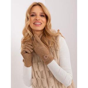 Fashionhunters Zimní pletené rukavice Camel Velikost: L/XL