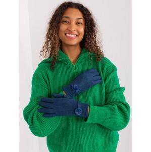 Fashionhunters Tmavě modré zimní rukavice s bambulí.Velikost: L/XL