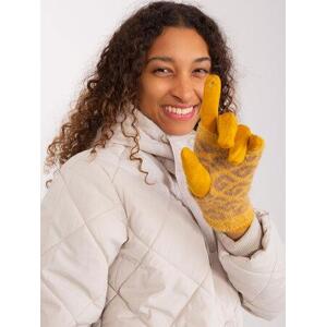 Fashionhunters Tmavě žluté dvoudílné dotykové rukavice Velikost: S/M