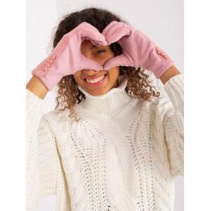 Fashionhunters Světle růžové rukavice s geometrickým vzorem.Velikost: L/XL