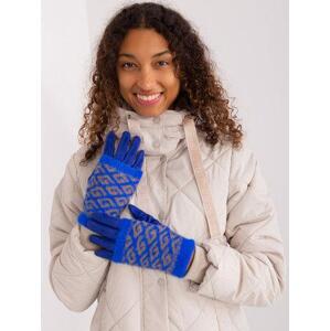 Fashionhunters Kobaltově modré rukavice s úpletem Velikost: S/M