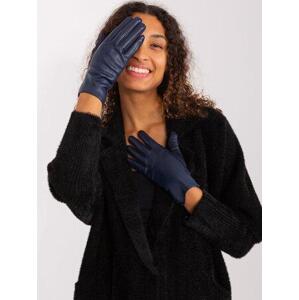 Fashionhunters Námořnické modré elegantní rukavice s eko kůží.Velikost: S/M