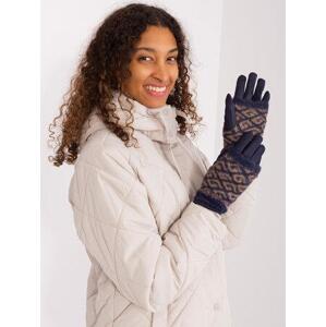 Fashionhunters Námořnické modré teplé rukavice s překrytím.Velikost: S/M