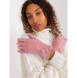 Fashionhunters Světle růžové dámské rukavice s knoflíkem Velikost: S/M