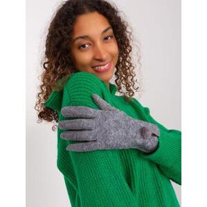 Fashionhunters Tmavě šedé hmatové rukavice s bambulí Velikost: S/M