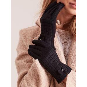 Fashionhunters Černé kostkované dámské rukavice L / XL