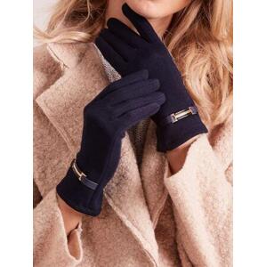 Fashionhunters Klasické tmavě modré dámské rukavice L / XL